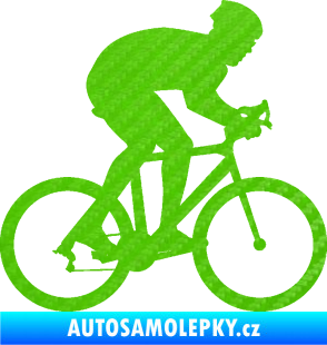 Samolepka Cyklista 008 pravá 3D karbon zelený kawasaki