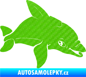 Samolepka Delfín 003 pravá 3D karbon zelený kawasaki