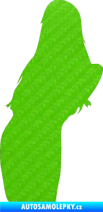 Samolepka Erotická žena 005 levá 3D karbon zelený kawasaki