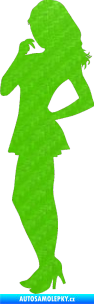 Samolepka Erotická žena 025 levá 3D karbon zelený kawasaki