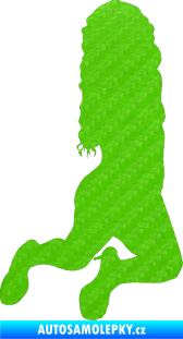 Samolepka Erotická žena 038 pravá 3D karbon zelený kawasaki