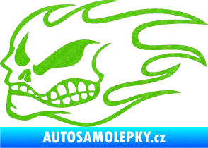 Samolepka Head - lebka - levá 3D karbon zelený kawasaki