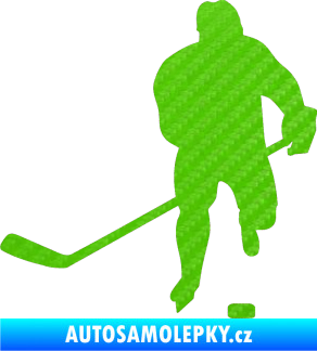 Samolepka Hokejista 008 levá 3D karbon zelený kawasaki