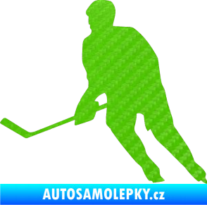 Samolepka Hokejista 013 levá 3D karbon zelený kawasaki