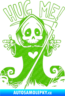 Samolepka Hug Me death smrtka 3D karbon zelený kawasaki