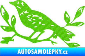 Samolepka Interiér 003 levá ptáček na větvičce 3D karbon zelený kawasaki