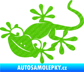 Samolepka Ještěrka 018 levá kouká 3D karbon zelený kawasaki