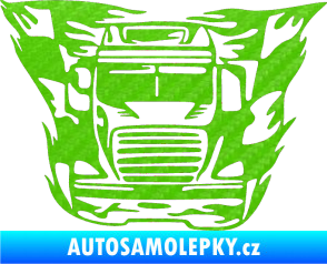Samolepka Kamion 001 nákladní auto 3D karbon zelený kawasaki