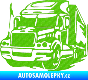 Samolepka Kamion 002 levá nákladní auto 3D karbon zelený kawasaki