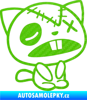 Samolepka Kočička bez oka pravá 3D karbon zelený kawasaki