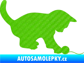Samolepka Kočka 002 pravá 3D karbon zelený kawasaki