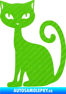 Samolepka Kočka 009 levá 3D karbon zelený kawasaki