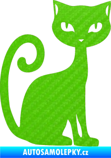 Samolepka Kočka 009 pravá 3D karbon zelený kawasaki