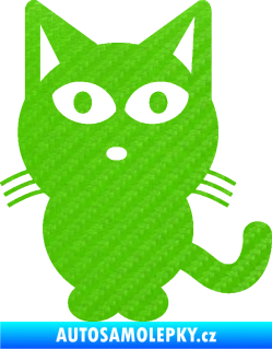 Samolepka Kočka 034 levá 3D karbon zelený kawasaki