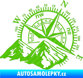 Samolepka Kompas 002 pravá hory 3D karbon zelený kawasaki