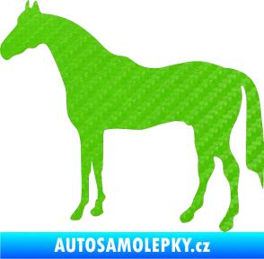 Samolepka Kůň 004 levá 3D karbon zelený kawasaki