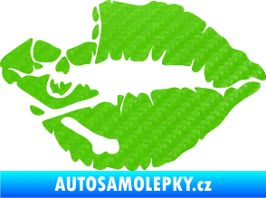 Samolepka Lebka polibek levá 3D karbon zelený kawasaki