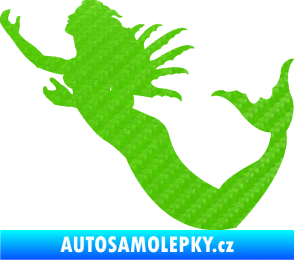Samolepka Mořská panna levá siréna 3D karbon zelený kawasaki