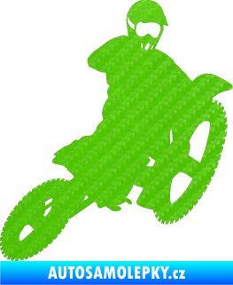 Samolepka Motorka 004 pravá motokros 3D karbon zelený kawasaki