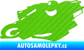 Samolepka Motorka 007 levá silniční motorky 3D karbon zelený kawasaki