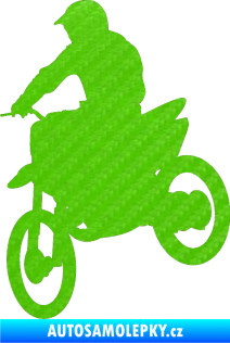 Samolepka Motorka 014 levá motokros 3D karbon zelený kawasaki