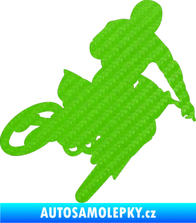Samolepka Motorka 025 pravá motokros 3D karbon zelený kawasaki