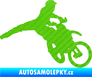 Samolepka Motorka 030 pravá motokros 3D karbon zelený kawasaki
