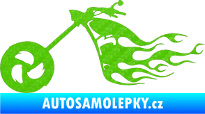 Samolepka Motorka 042 levá plameny 3D karbon zelený kawasaki