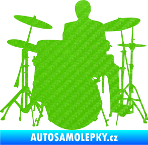 Samolepka Music 009 levá hráč na bicí 3D karbon zelený kawasaki