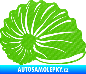 Samolepka Mušle 002 pravá ulita 3D karbon zelený kawasaki