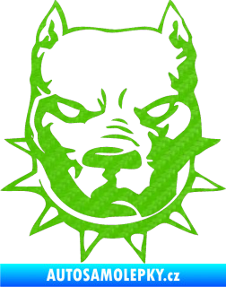 Samolepka Pitbull hlava 002 levá 3D karbon zelený kawasaki