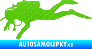 Samolepka Potápěč 003 levá 3D karbon zelený kawasaki