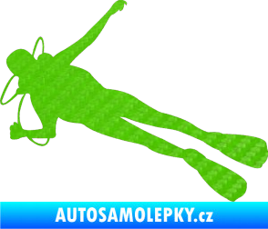 Samolepka Potápěč 004 levá 3D karbon zelený kawasaki