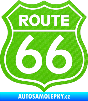 Samolepka Route 66 - jedna barva 3D karbon zelený kawasaki