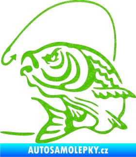 Samolepka Ryba s návnadou 002 levá 3D karbon zelený kawasaki