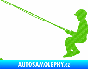 Samolepka Rybář 011 levá chlapec s prutem 3D karbon zelený kawasaki