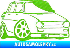 Samolepka Škoda 100 karikatura pravá 3D karbon zelený kawasaki