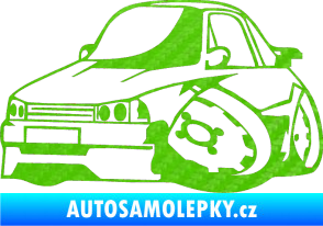 Samolepka Škoda 120 karikatura levá 3D karbon zelený kawasaki