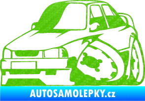 Samolepka Škoda 130 karikatura levá 3D karbon zelený kawasaki