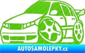 Samolepka Škoda Fabia 001 karikatura levá 3D karbon zelený kawasaki