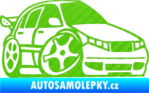 Samolepka Škoda Fabia 001 karikatura pravá 3D karbon zelený kawasaki