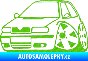 Samolepka Škoda Felicia karikatura levá 3D karbon zelený kawasaki