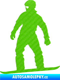 Samolepka Snowboard 024 levá 3D karbon zelený kawasaki