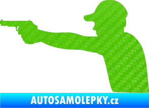 Samolepka Střelec silueta 001 levá 3D karbon zelený kawasaki