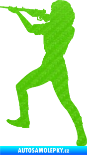 Samolepka Střelkyně 001 levá 3D karbon zelený kawasaki