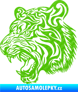 Samolepka Tygr 007 levá 3D karbon zelený kawasaki