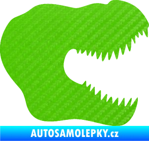 Samolepka Tyrannosaurus Rex lebka 001 pravá 3D karbon zelený kawasaki
