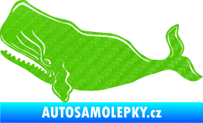Samolepka Velryba 003 levá 3D karbon zelený kawasaki