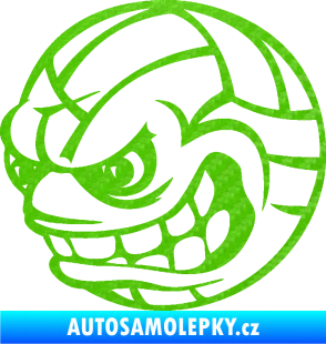 Samolepka Volejbalový míč 001 levá s obličejem 3D karbon zelený kawasaki