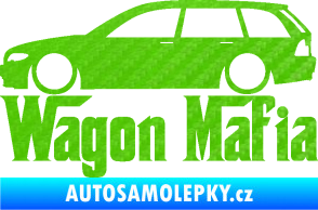 Samolepka Wagon Mafia 002 nápis s autem 3D karbon zelený kawasaki